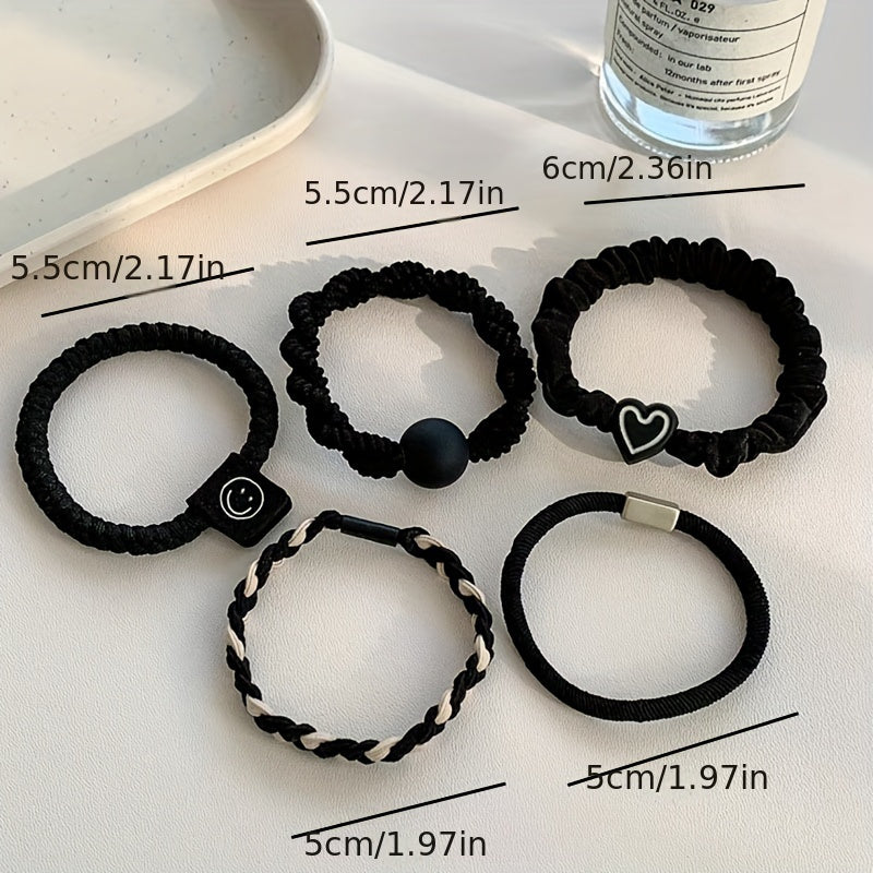 10 Fabric Hair Ties for Women with Charm Accents Set for Ponytails and Gift