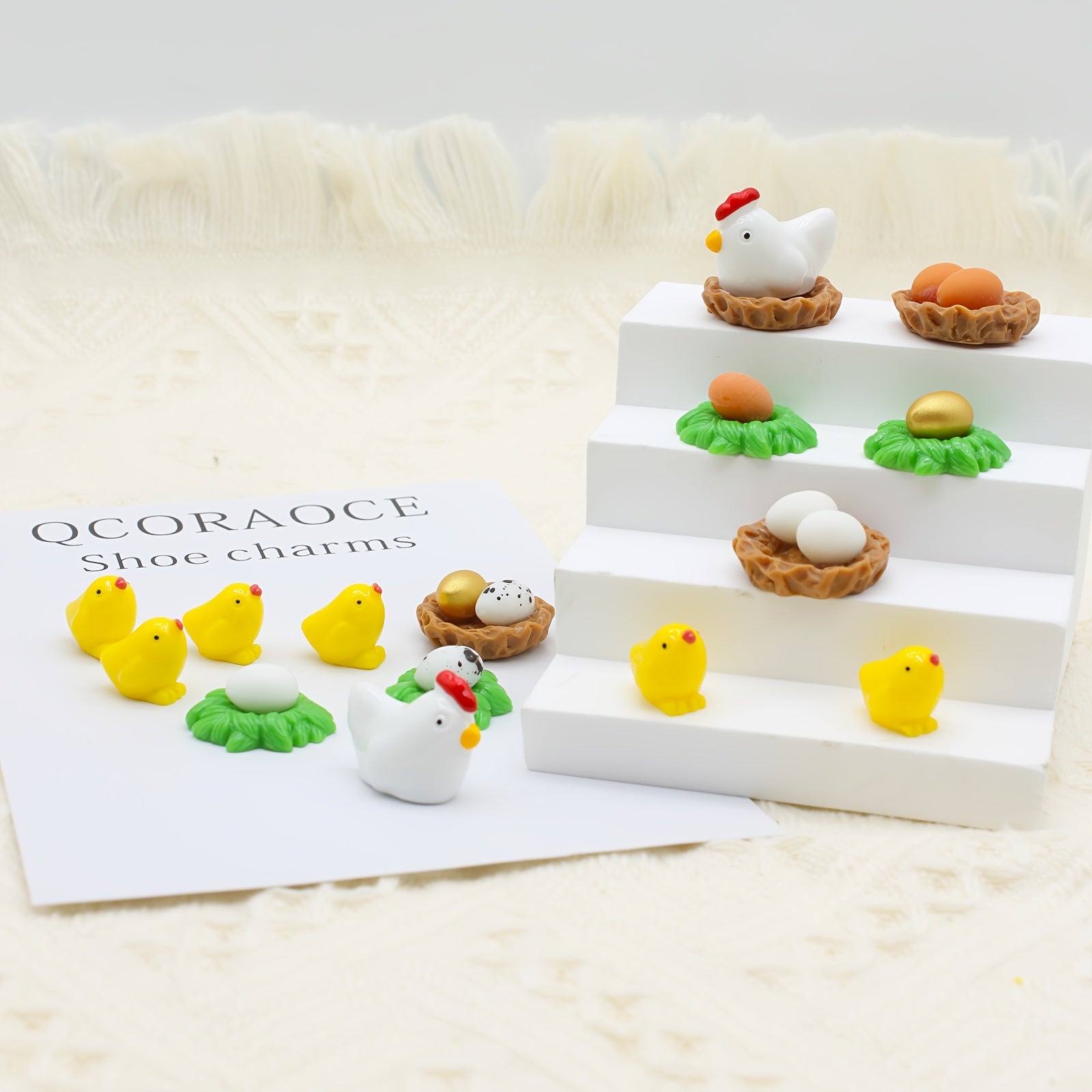 Unisex Resin Chicken Egg Shoe Charms Vibrant Yellow 3D Animal Decorations