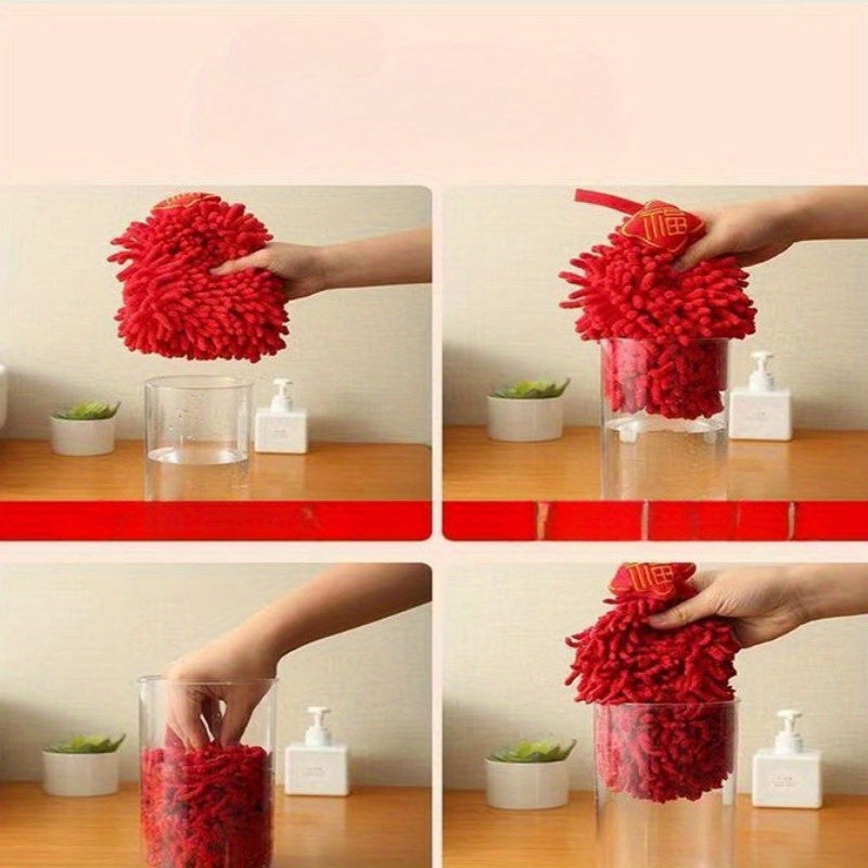 2pcs Ultra-Soft Polyester Chinese New Year Kitchen Towels for Spring Festival Decoration