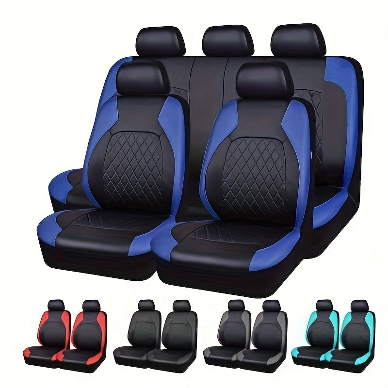 Luxury Leather Car Seat Covers 5-Piece Set with Headrest and Pet Cushions for SUVs and Trucks