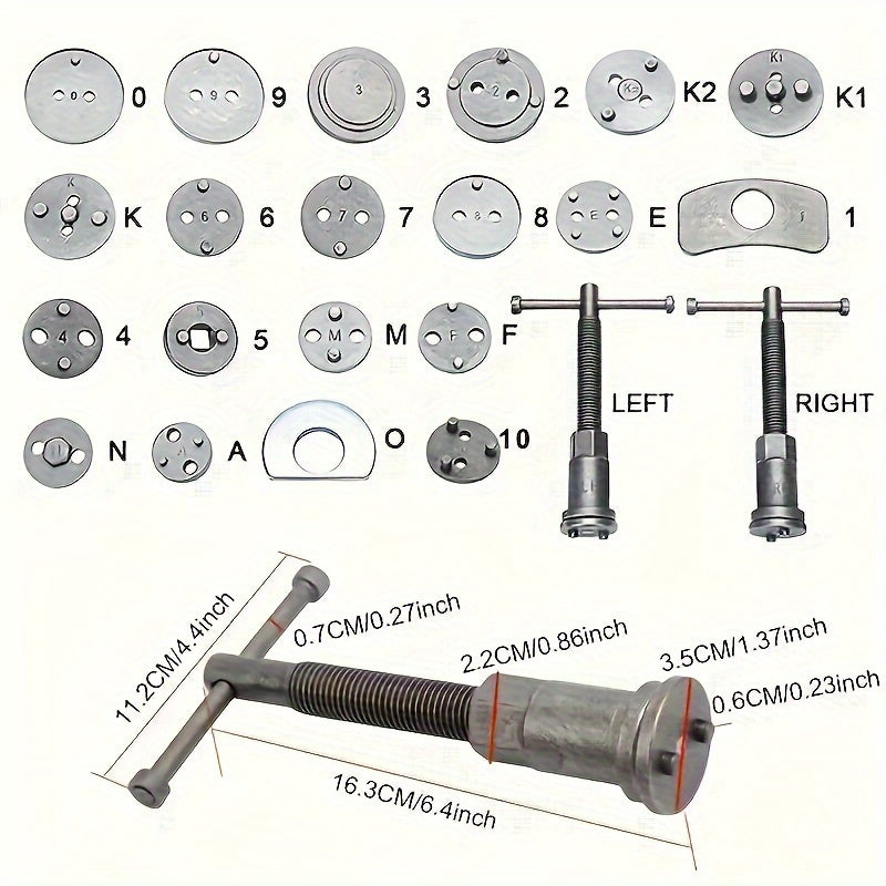 22pcs Heavy Duty Disc Brake Caliper Piston Compressor Repair Tool Kit for Cars