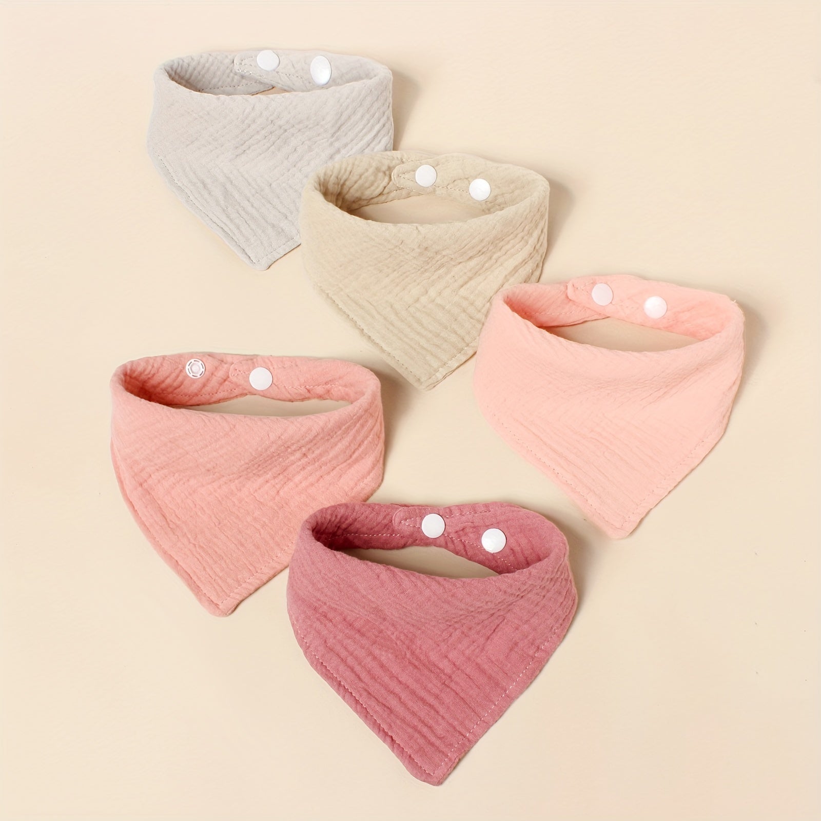 Baby Bibs Pack of 5 Cotton Muslin Triangle Drool Bibs for Teething and Feeding Adjustable for Infants Up to 3 Years