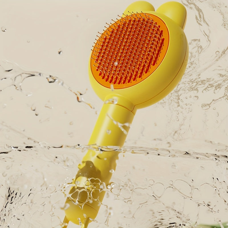 Self-Cleaning Slicker Brush for Cats and Dogs Stainless Steel Bristles Ergonomic Handle