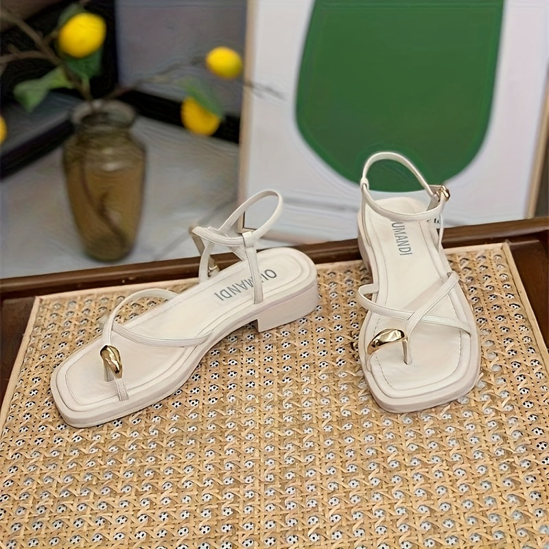 Women's Flat Toe Roman Sandals Synthetic Summer Open-Toe Casual Slides