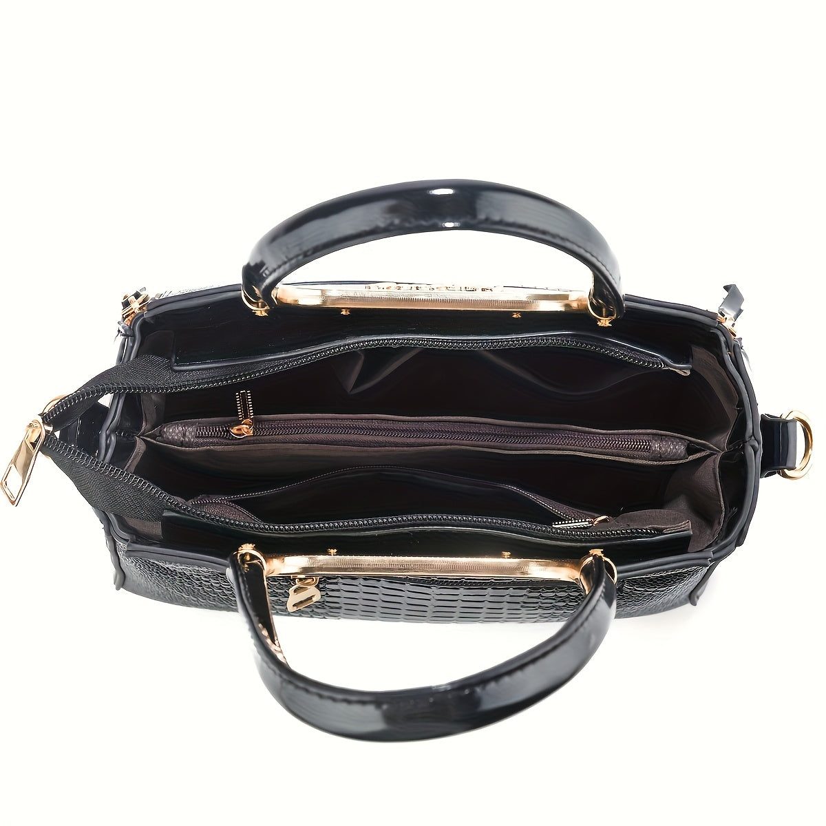 Faux Leather Animal Print Shoulder Bag with Matching Wallet Removable Strap Zipper Closure