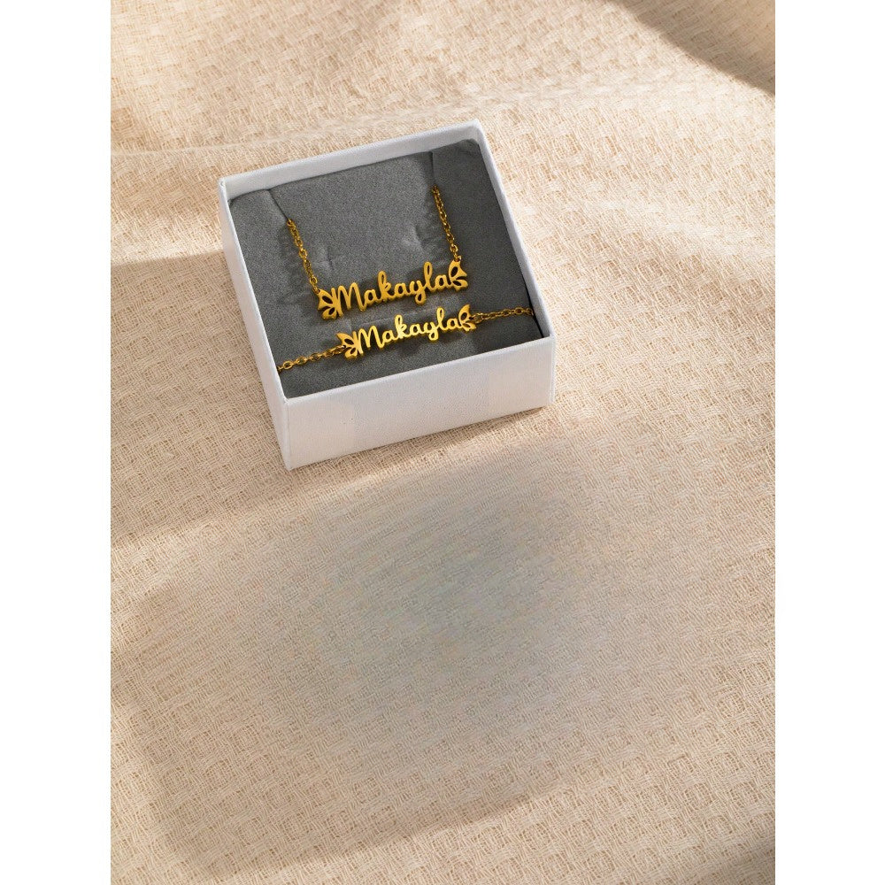 Conjunto de joyería con alas de mariposa personalizadas, collar y pulsera de acero inoxidable, regalo para mujeres