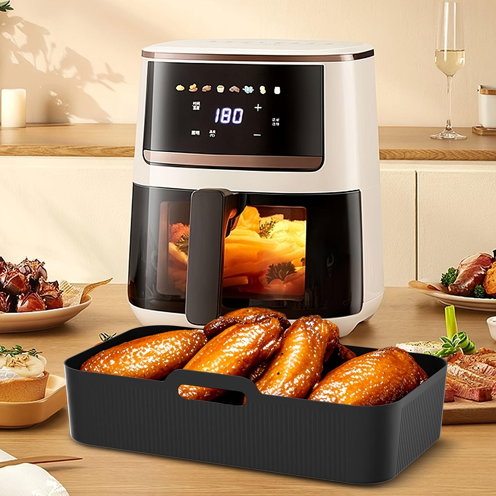 Set of 3 Heat-Resistant Reusable Silicone Liners for Air Fryers Ovens and Steamers