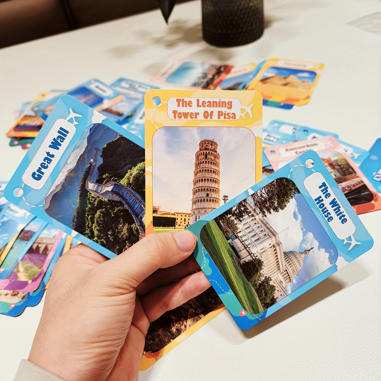 Educational Flash Cards for Kids 50 World Landmarks Puzzle Game in Mixed Colors