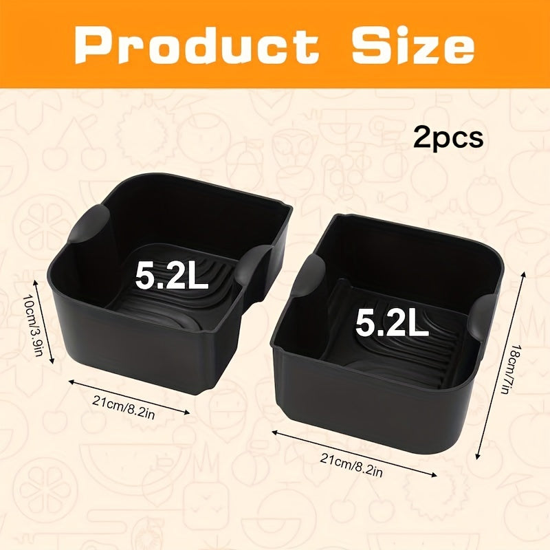 Silicone havo fritöre qoliplari 2-dona, Ninja Foodi Flexdrawer Dual Zone havo fritöresi AF500EU/UK uchun qayta ishlatiladigan aksessuarlar, 5.2L sig'im - pech, mikroto'lqinli pech va muzlatgich bilan mos keladi