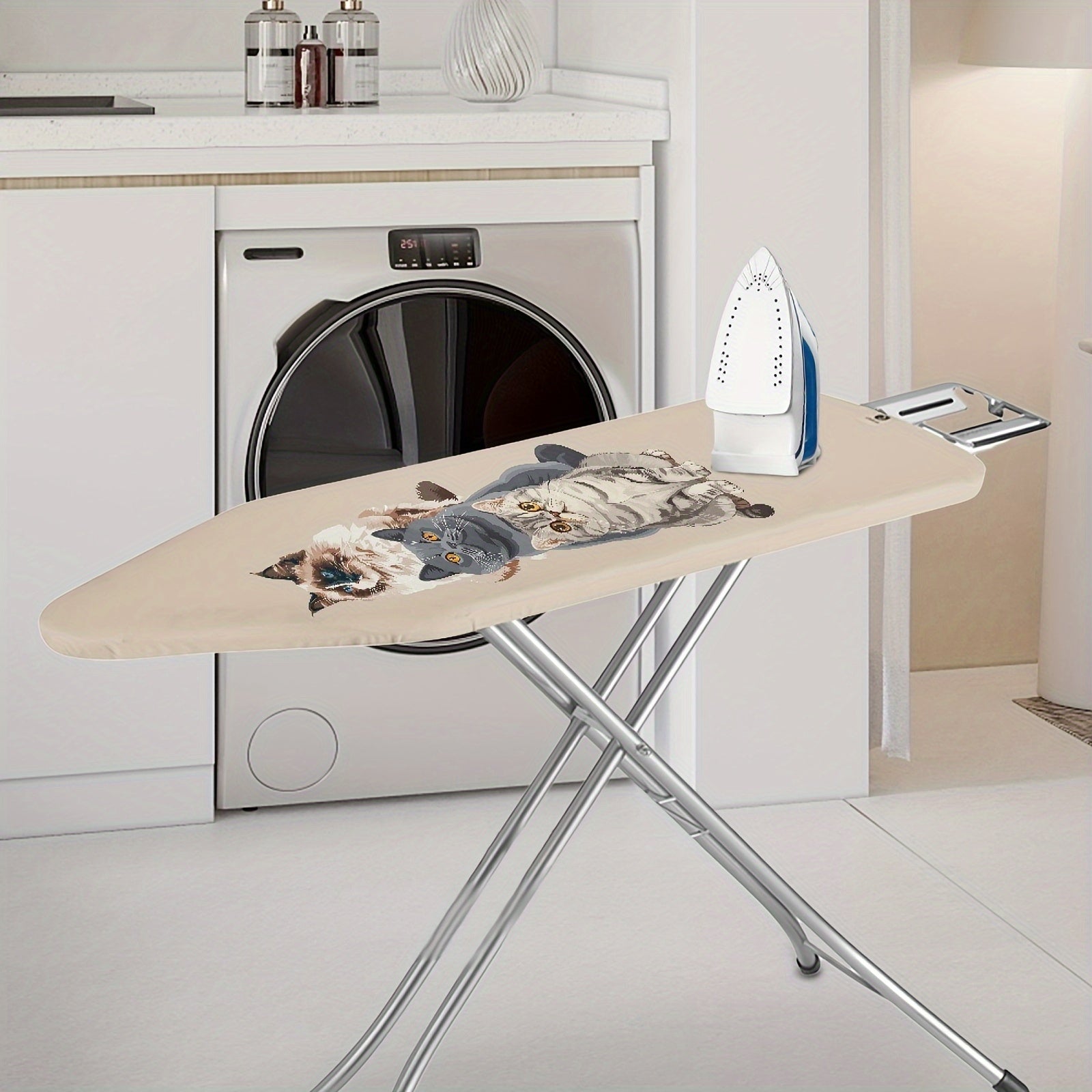 Elastic Edge Ironing Board Cover with Cat Design Fits Standard Boards