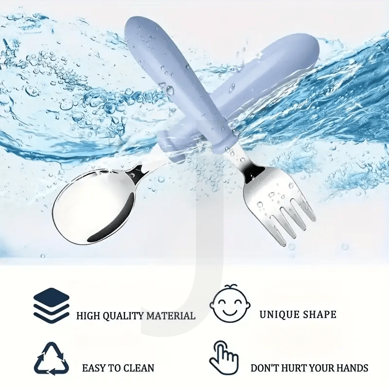 0-3 yoshdagi bolalar uchun oson ushlash tutqichi bilan 1-dona zanglamas po'latdan yasalgan idish-to'plam. Qopqoq ichida vilkalar va qoshiqni o'z ichiga oladi. Yog'och materialsiz, elektrsiz. Rang: Ko'k.