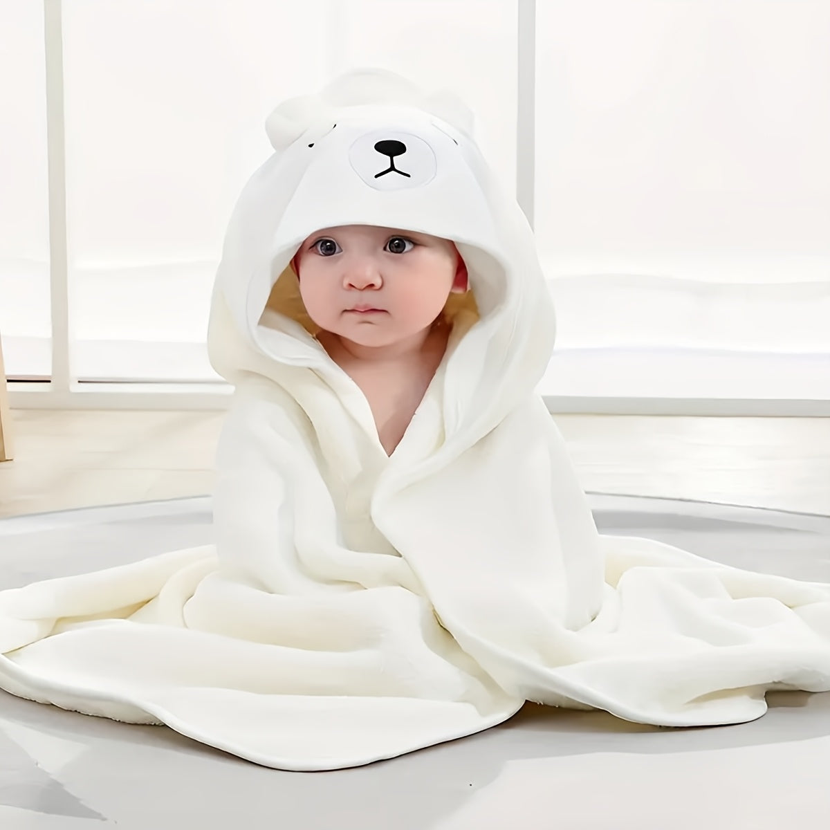 Baby Hooded Towel Soft Knit Absorbent Bath Towel for Infants 0-3 Years