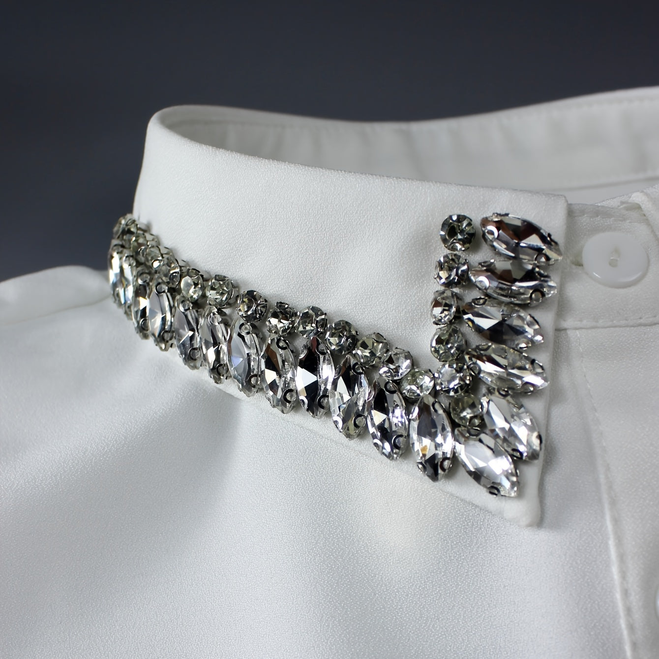Sparkling Rhinestone Faux Collar for Women Detachable Half-Shirt Polyester Elegant Accessory