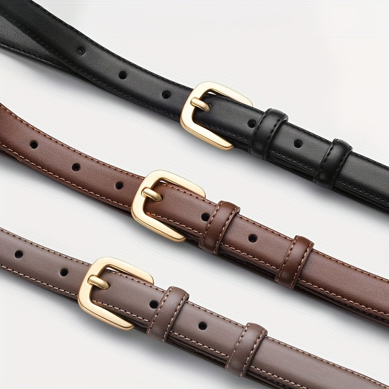 Women's Slim PU Belt with Pin Buckle for Jeans and Pants