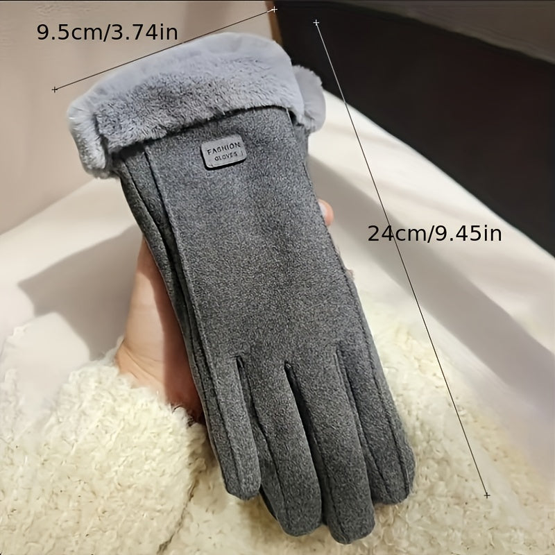 Women's Thermal Touchscreen Gloves for Cycling and Driving Elastic Polyester