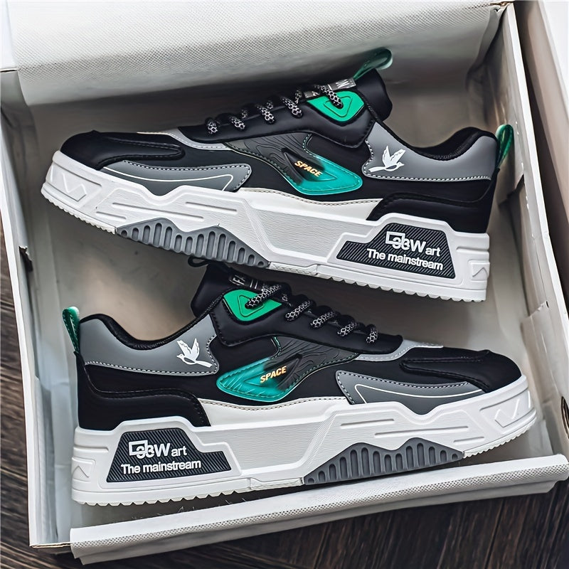 Zapatillas de skate de color sólido para hombre, de caña baja, con cordones, calzado casual