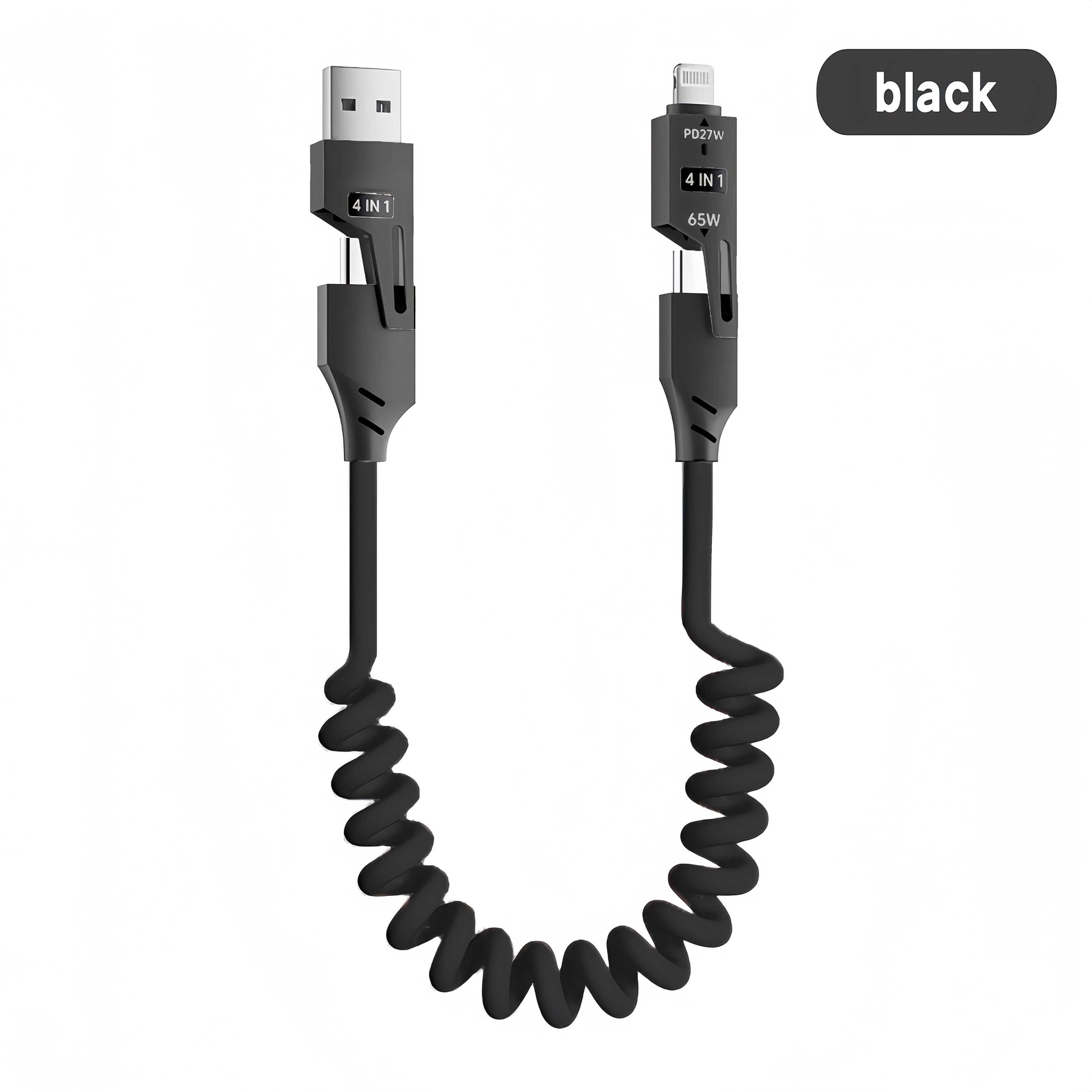 Universal 65W 4-in-1 High-Speed Charging Data Cable for Samsung, OnePlus, Mi, Huawei, Oppo, iPhone