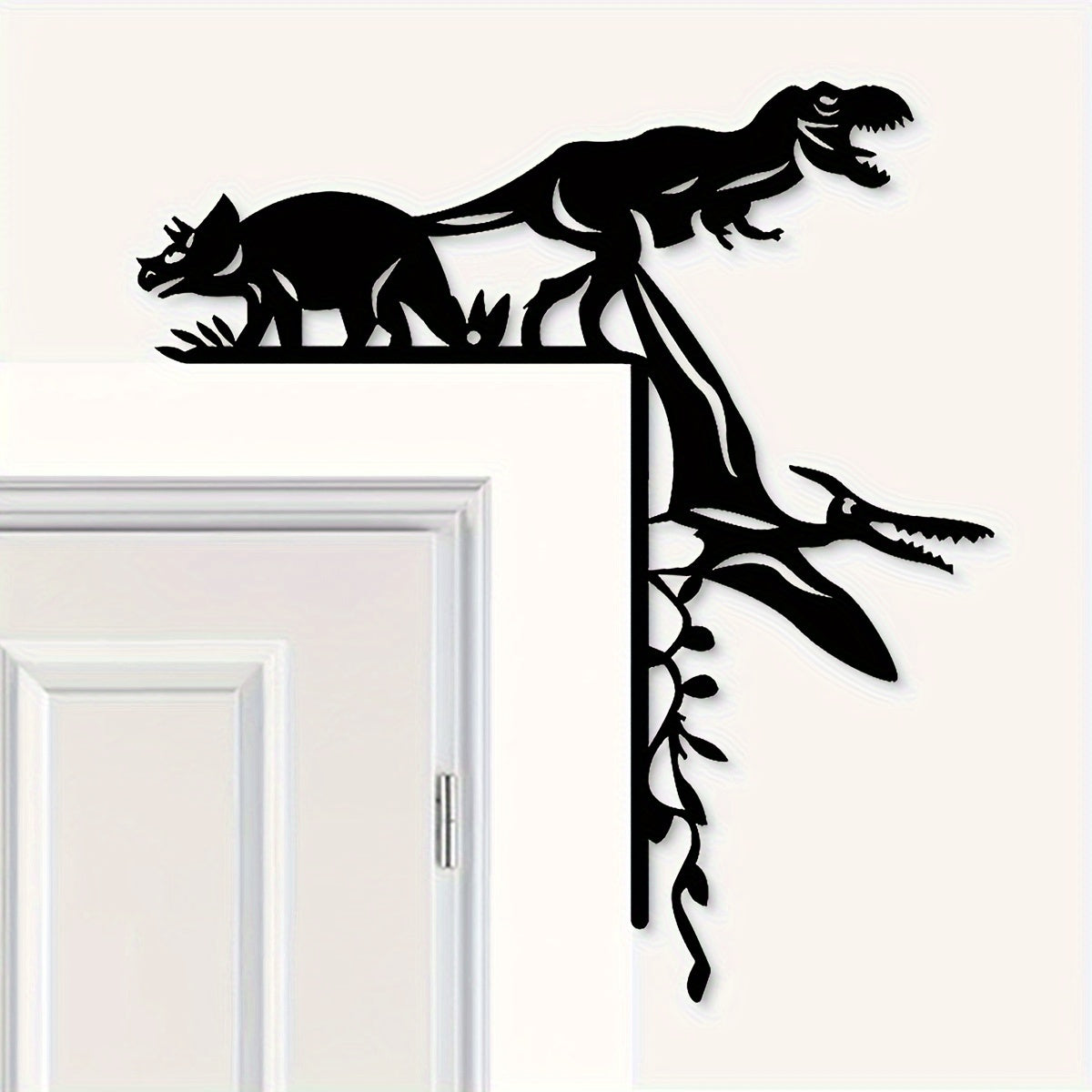 Dinosaur Wall Decor T-Rex Pterosaur Metal Art for Room Door Cave
