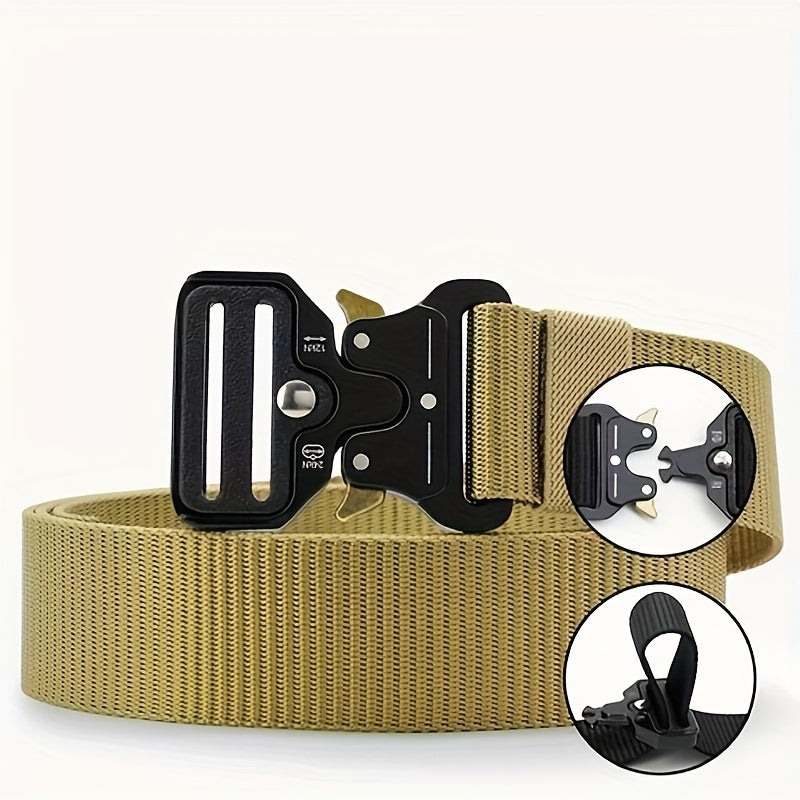 Unisex Camouflage Canvas Nylon Belt with Quick-Release Buckle for Casual and Outdoor Wear