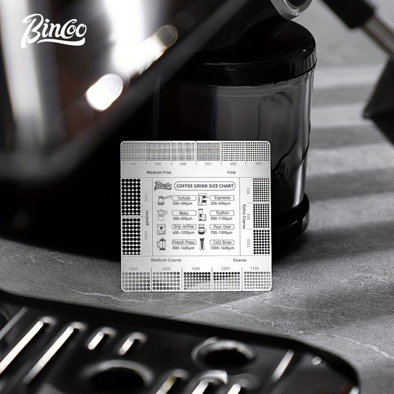 Tarjeta de referencia de la báscula para molinillos de café para comparación del grosor del polvo de café