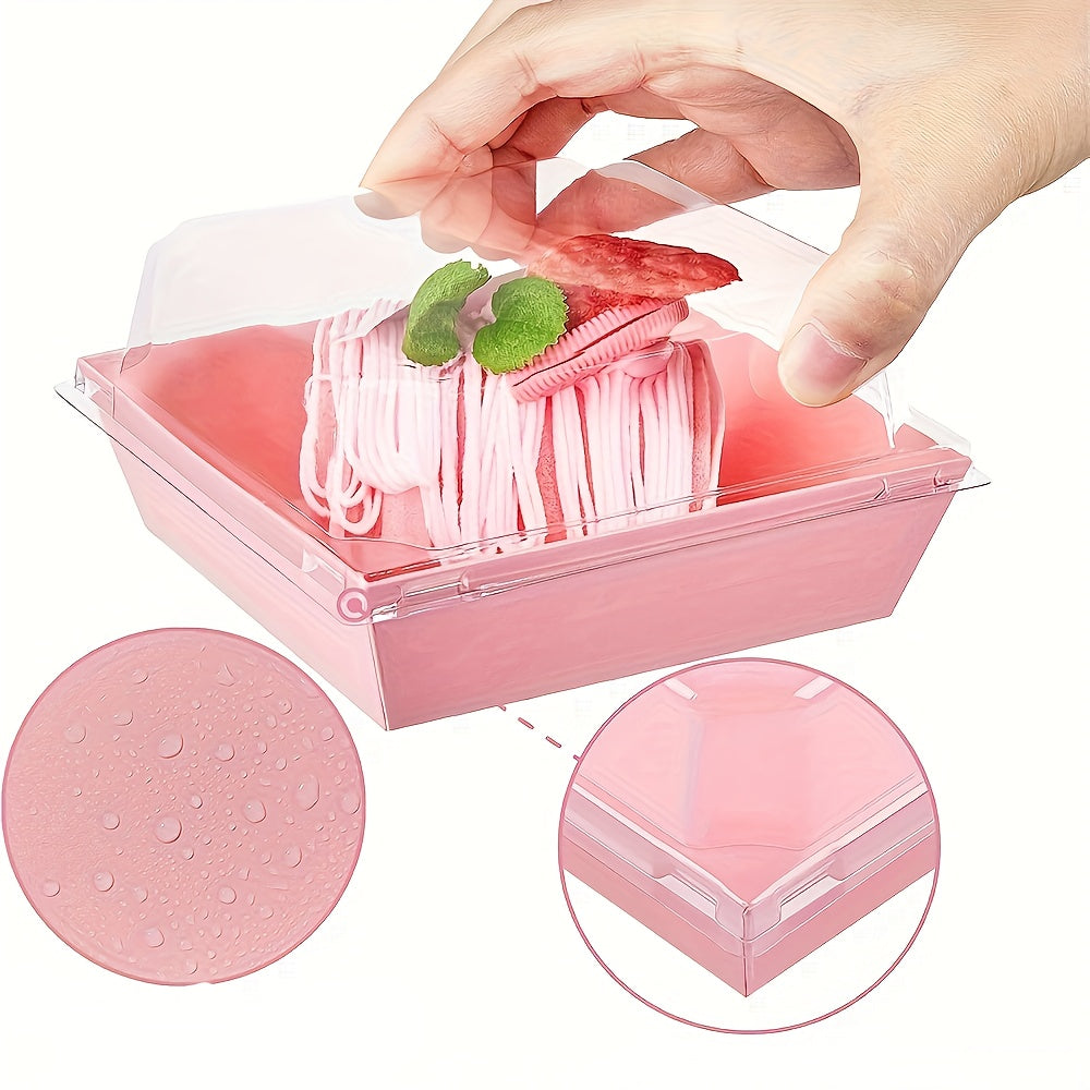 Set of 20 Pink Square Dessert Containers with Clear Lids for Cakes Cookies Brownies