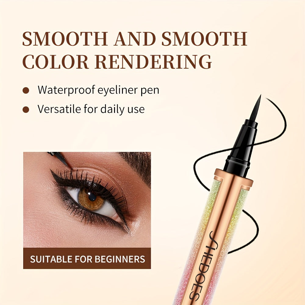 Delineador de ojos líquido negro para mujer, resistente a manchas, de larga duración, con punta de precisión