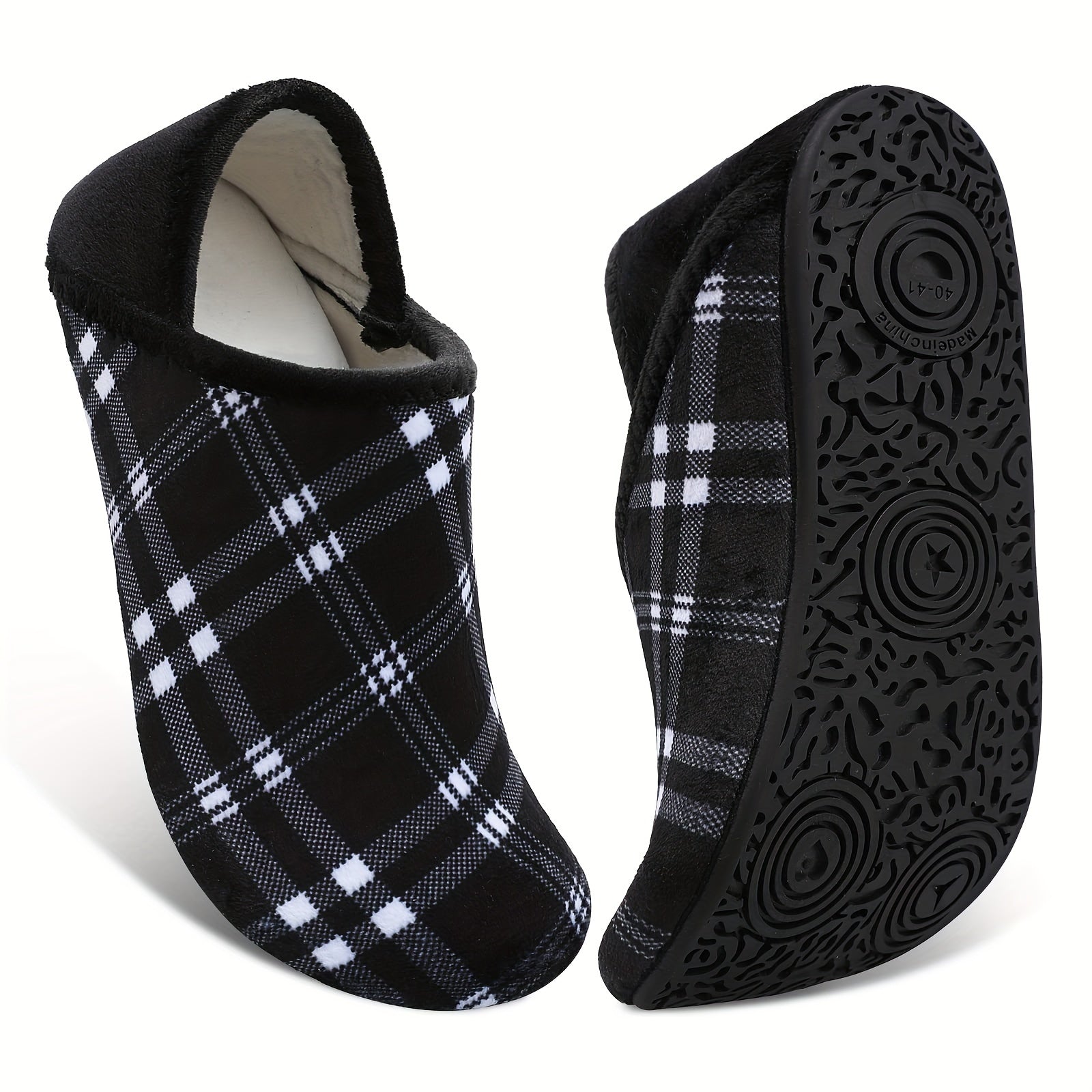 Women's Slip-On House Slippers Lightweight Non-Slip Black White Paisley