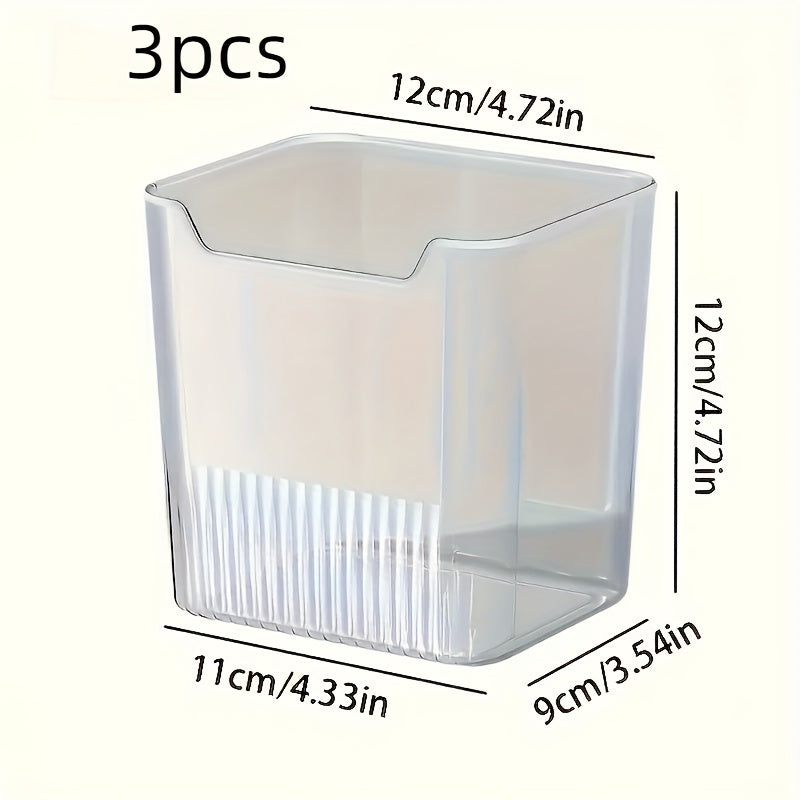 3PCS Clear Plastic Refrigerator Door Organizer Bins for Fruits and Vegetables