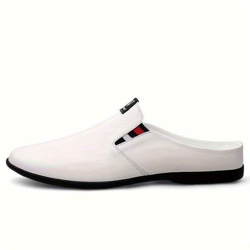 Men's Summer Slip-On Mules with Breathable Split Leather Upper Non-Slip Rubber Sole
