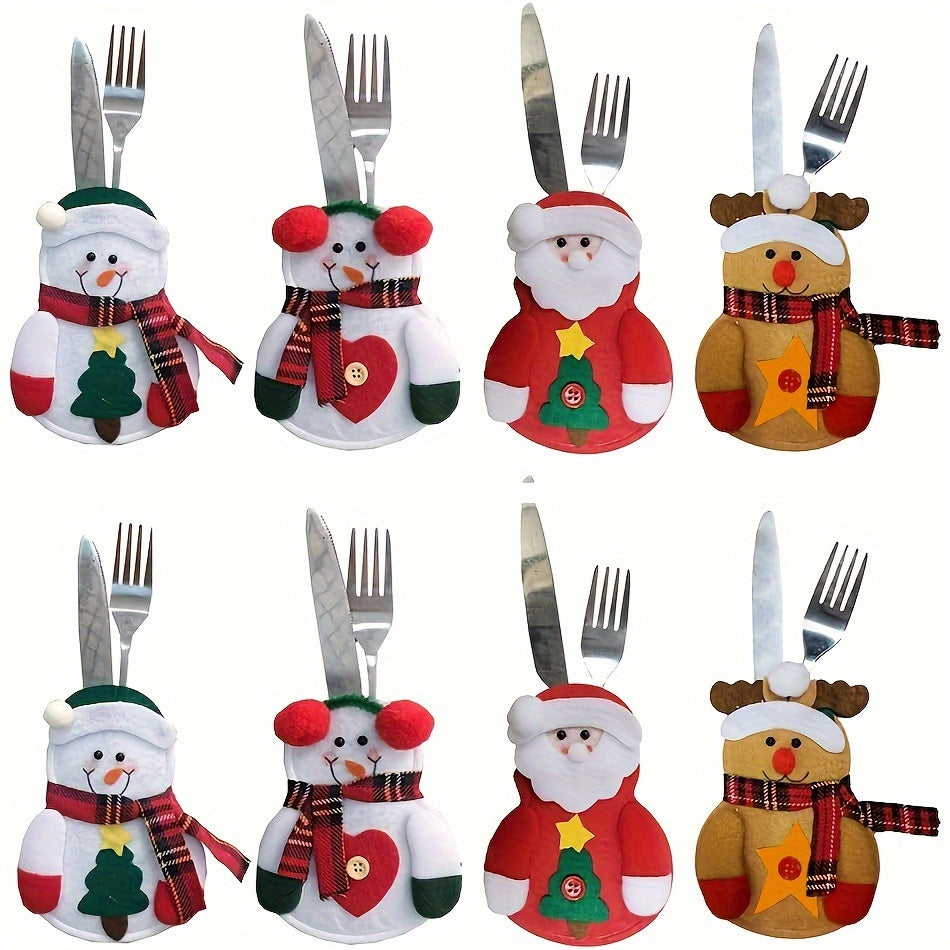 Set of 4/8/12 Christmas Tableware Decor Cutlery Holders for Holiday Party Decoration