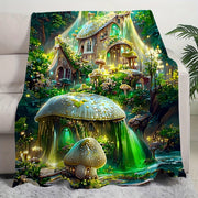 Fluorescent Green Fairy Tale Forest Throw Blanket for Kids and Adults