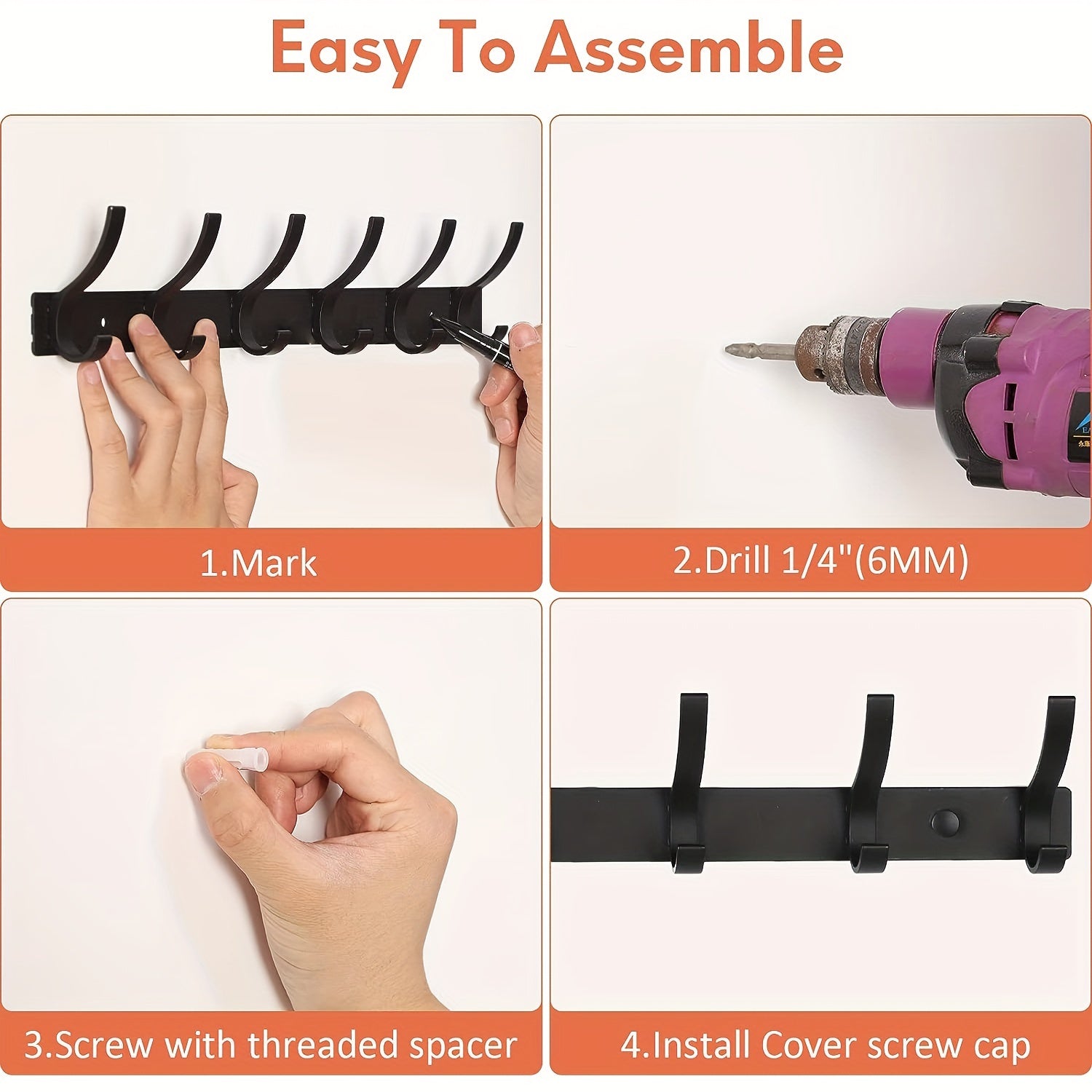 Aluminum Wall Hooks 2 Pack Rust-Resistant Coat and Hat Hangers