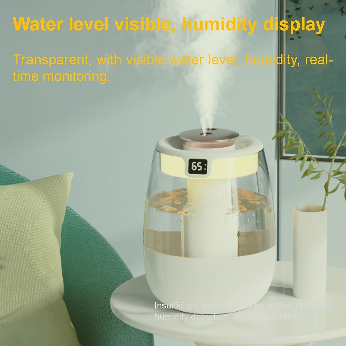 Dual Spray Humidifier with Digital Humidity Display for Home Office Dorm