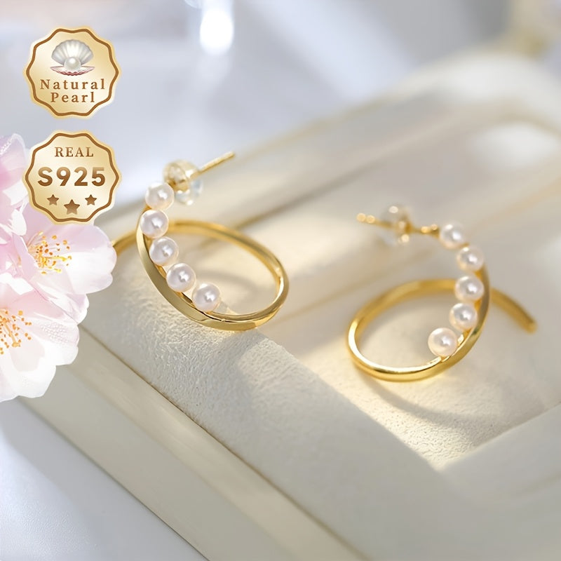 Vintage Natural Saltwater Pearl Stud Earrings for Women 3.5-4mm Akoya Pearl Sterling Silver Gift