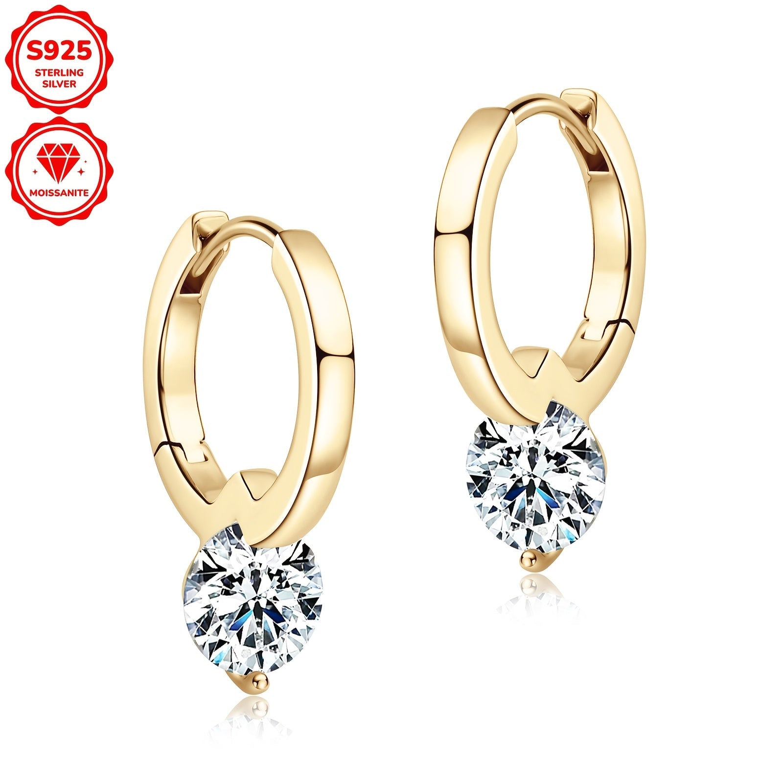 Sterling Silver Women's Earrings with Mozambique Stones 6.5mm Round D Color