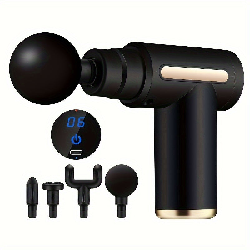 Portable Massage Gun with LCD Display USB Rechargeable 6 Speeds 4 Accessories