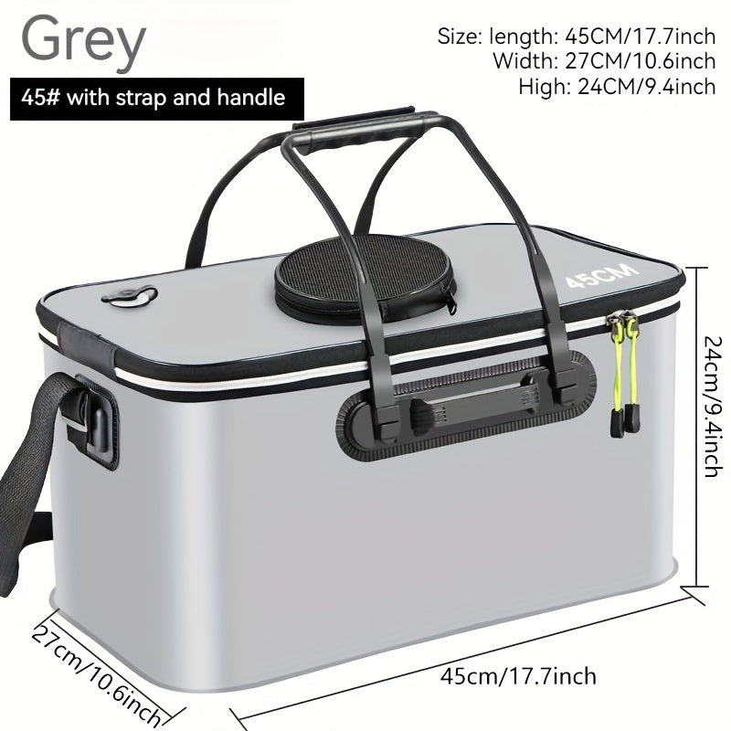 Waterproof EVA Fishing Gear Bag with Collapsible Live Fish Bucket and Tackle Storage