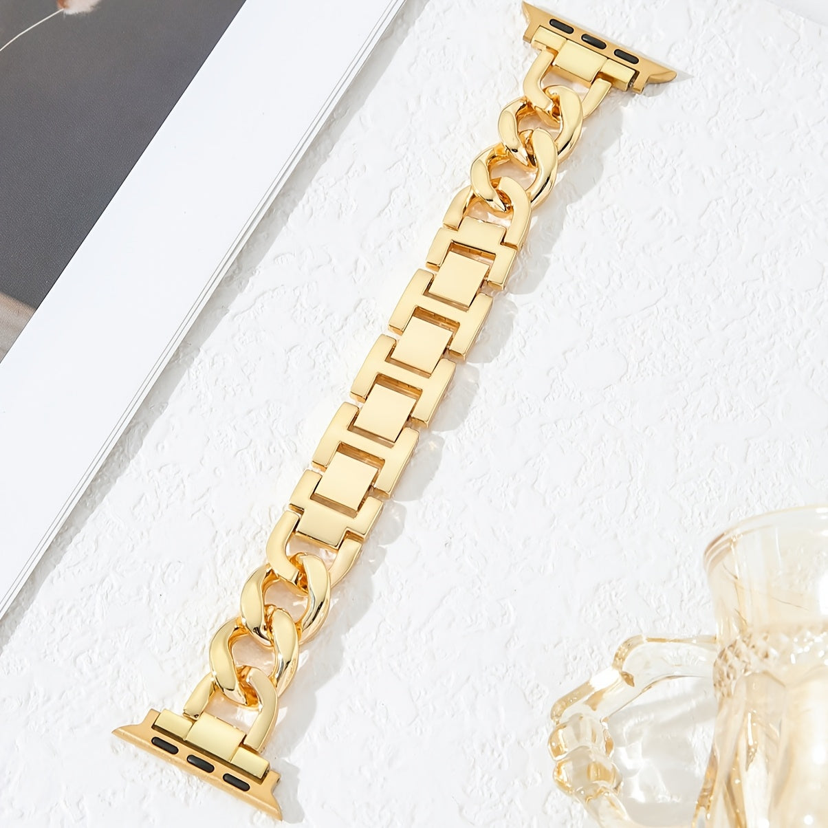 Stainless Steel Denim Chain Watch Strap for Apple Watch Series 1-10 38mm-45mm Replacement Sports Band