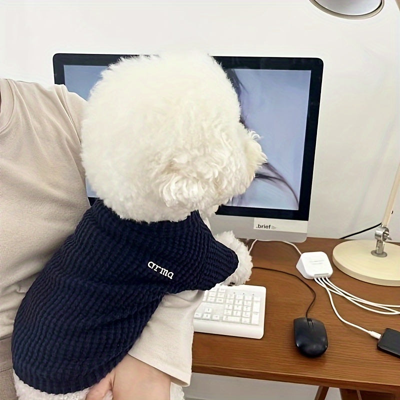 Suéter de punto para mascotas pequeñas con patrón de cuadrícula de piña en varios colores