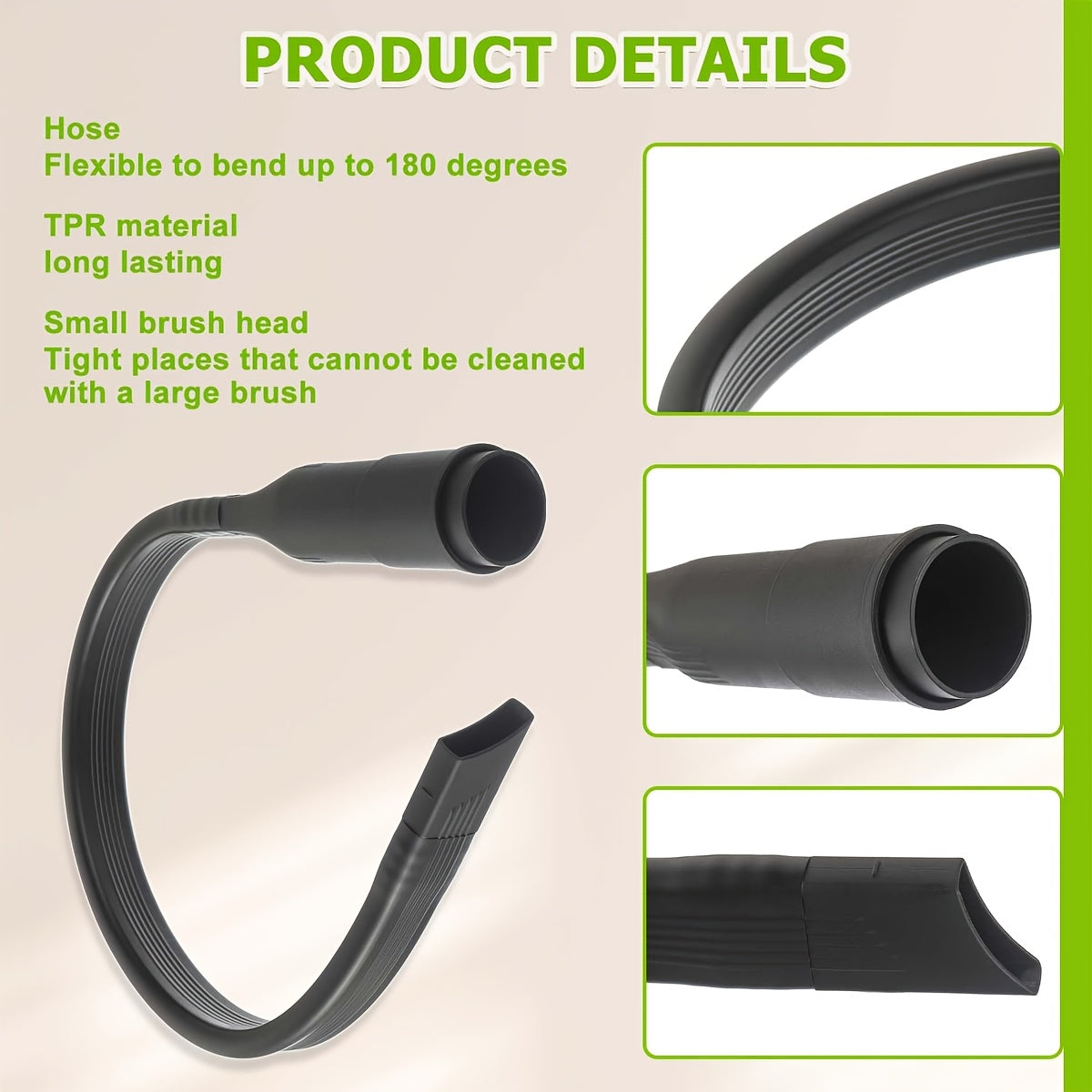 Uy va avtomobilni tozalash uchun moslashuvchan bo'shliq uchun vakuum qo'shimchasi 24.4 dyuym