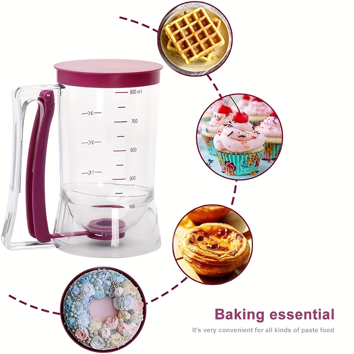 Kek tayyorlash uchun xamirni quydiruvchi 1.5L, yopishmaydigan, oson quydirish, oziq-ovqat uchun xavfsiz plastmassa