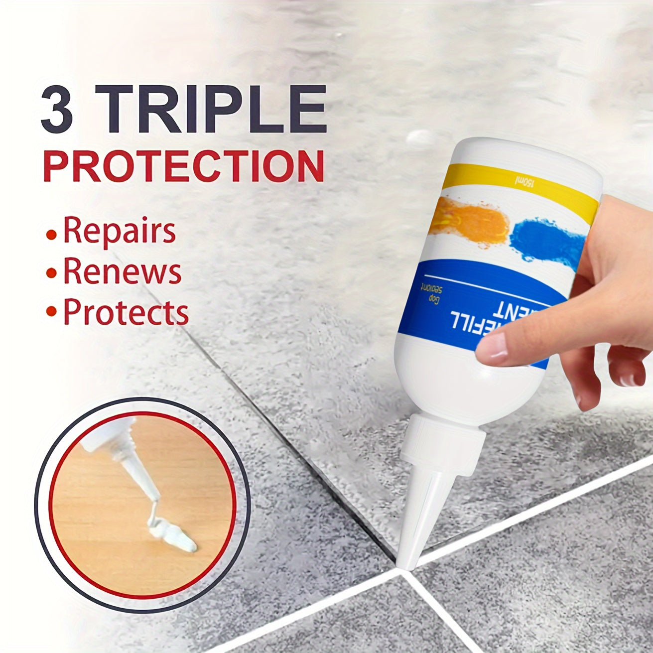 Sellador de lechada de azulejos, relleno impermeable para baños y cocinas