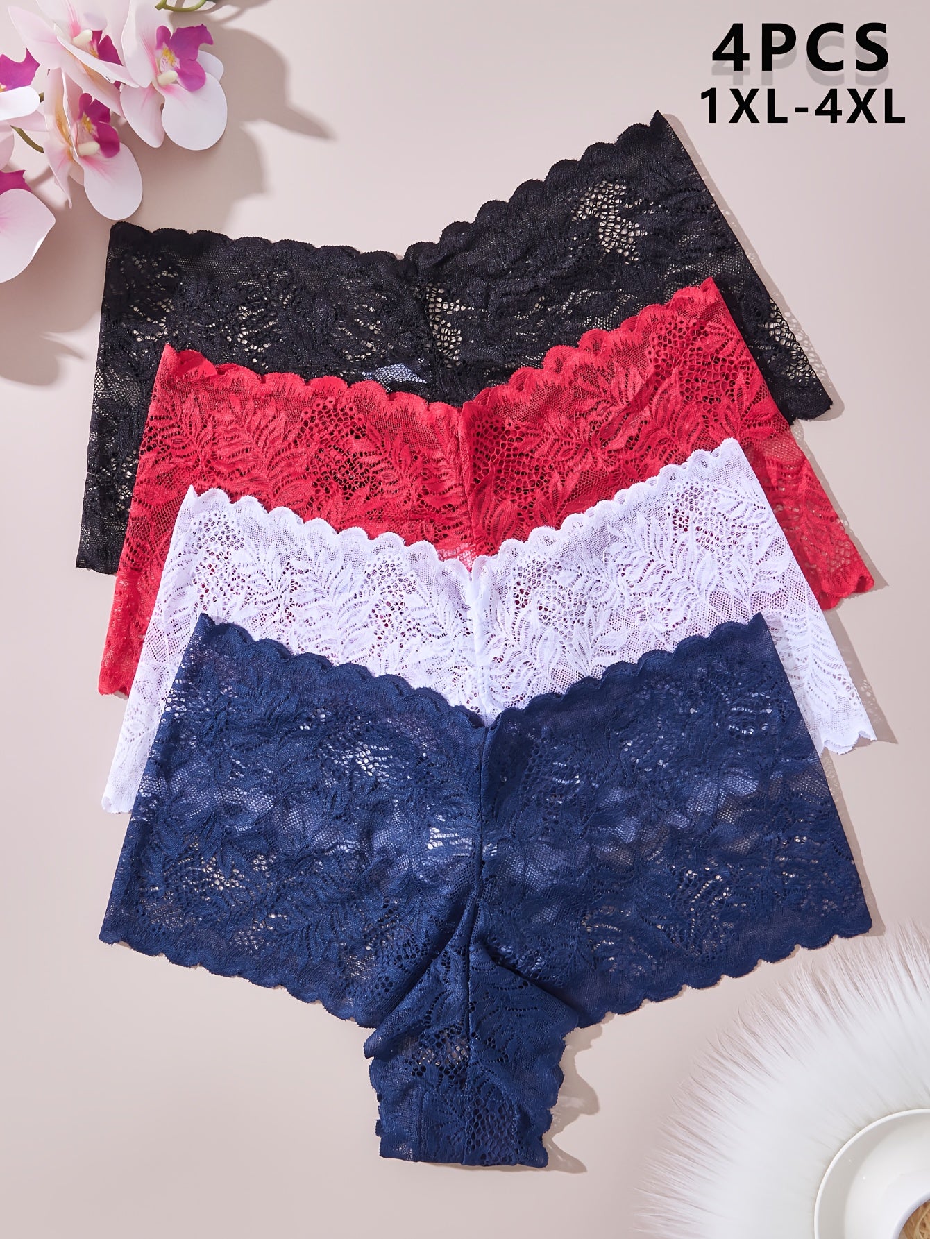 Бюстгальтеры женские больших размеров с кружевными деталями, дышащий комфорт, 1XL до 4XL