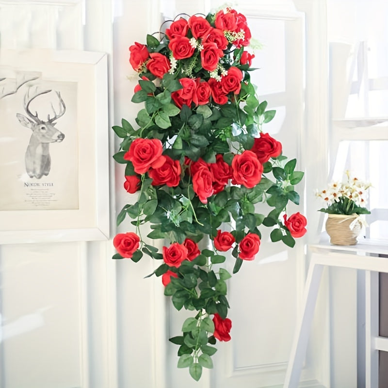 7.55ft Outdoor UV-Resistant Artificial Rose Vine for Garden Decor