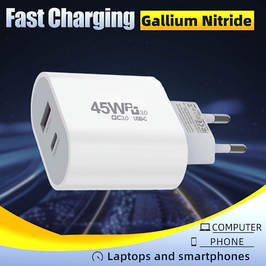 45W Dual Port Fast Charger for iPhone 15 16 iPad Tablets White