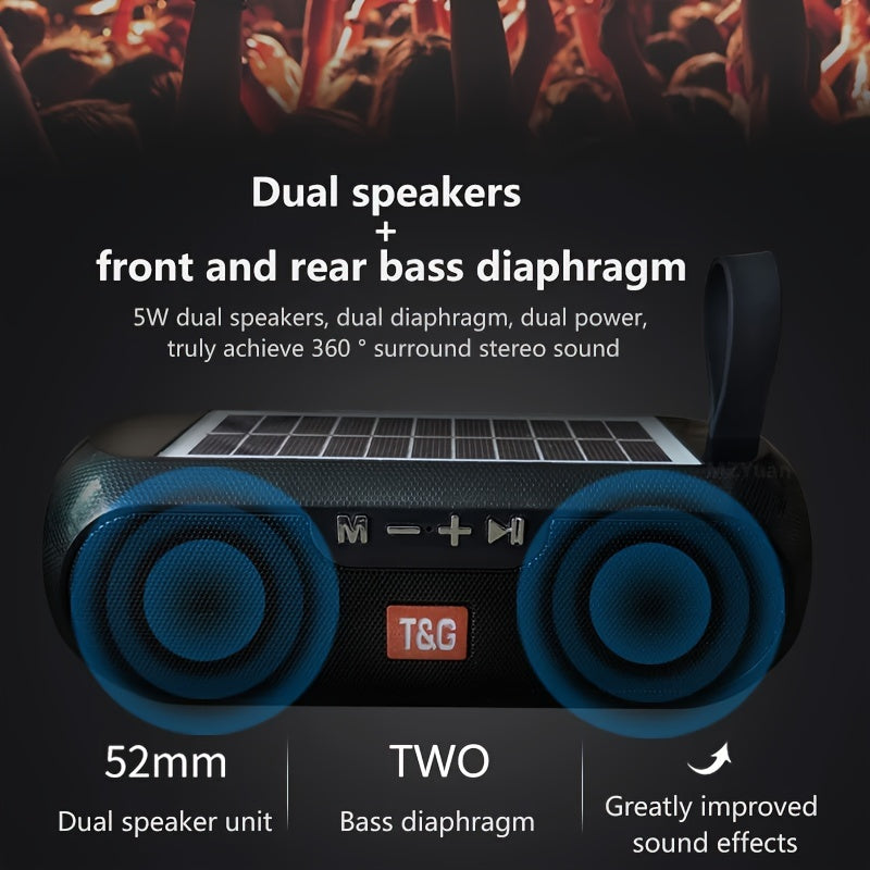 Wireless Solar Speaker with 10W Power, IPX-4 Water Resistance, Bluetooth FM Radio