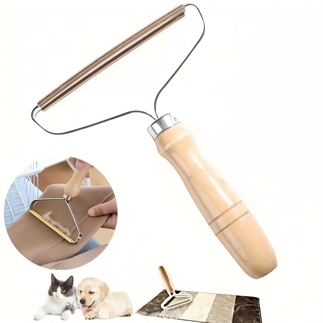 Lint olib tashlovchi cho'tka mato qirqish mashinasi it tuklarini olib tashlash uchun qayta ishlatiladigan, elektrsiz