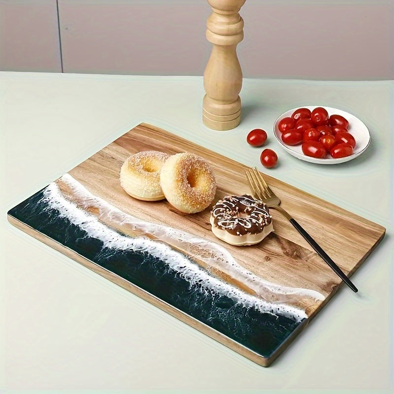 Wavy Resin Acacia Wood Cutting Board for Fruits Vegetables Kitchen Decor