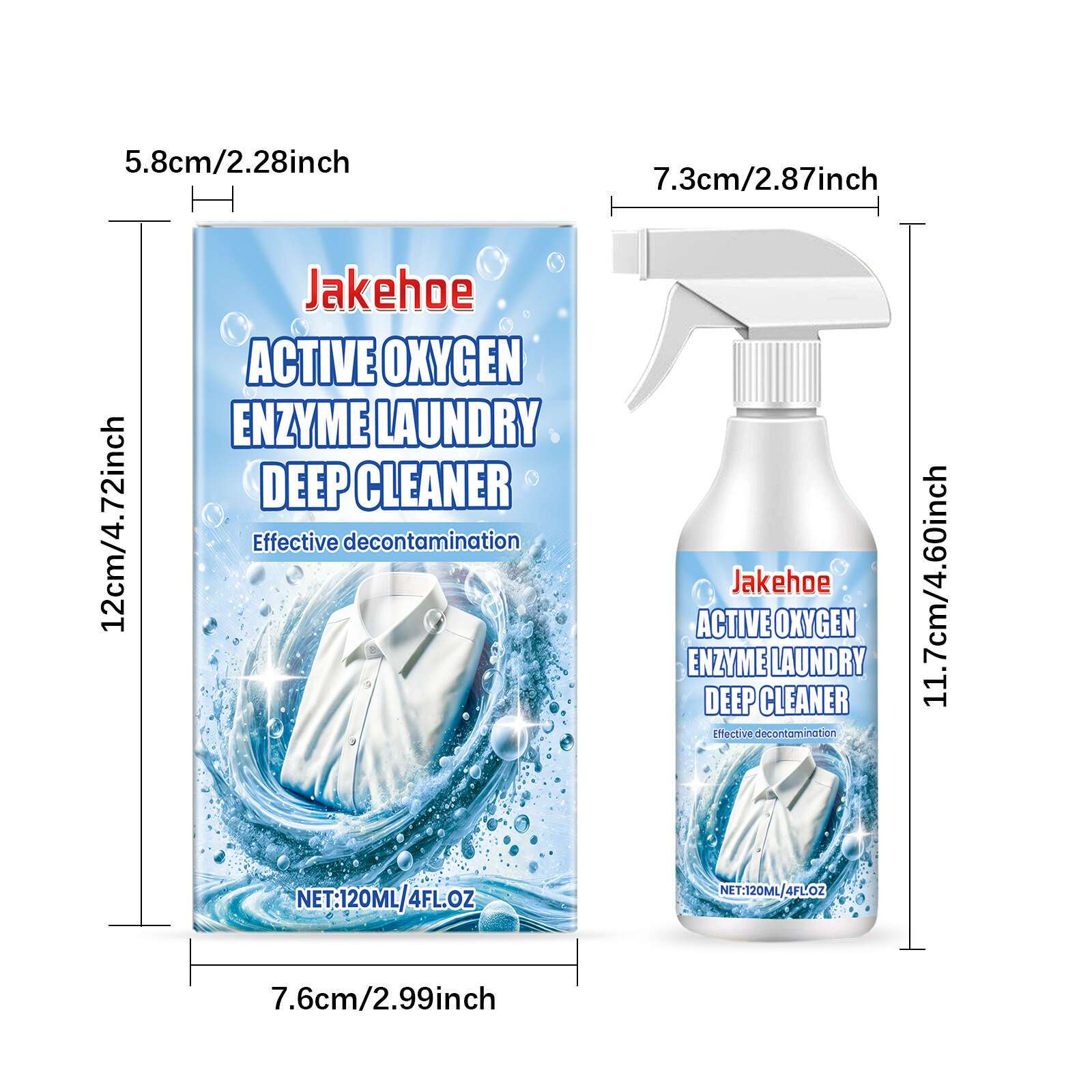 Active Oxygen Enzyme Laundry Cleaner 120ml Deep Stain Remover with Sodium Bicarbonate