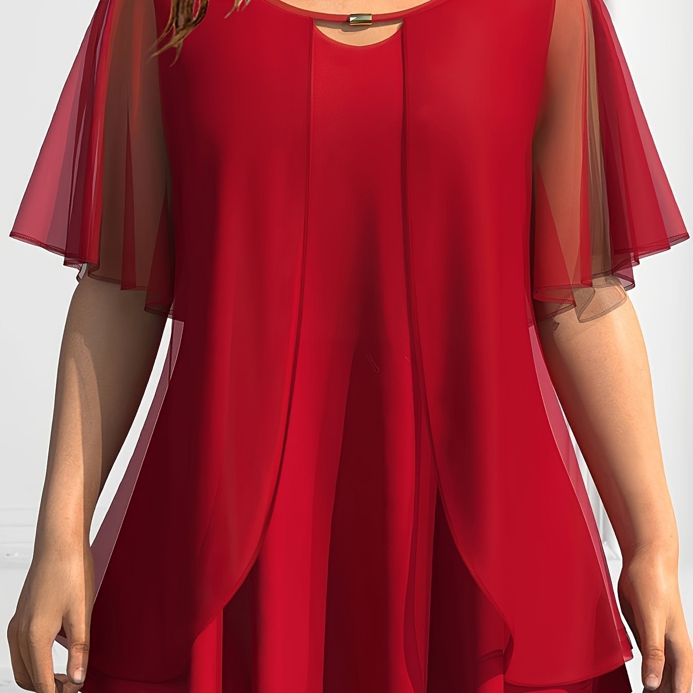 Plus o'lchamli ayollar uchun ochiq yelka chiffon kofta yozgi yengil nafas oladigan